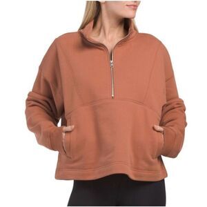 Spiritual Gangster Shay 1/2 Zip Pullover Sweatshirt Deep Rust Size S